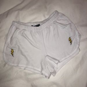 NWT white terry shorts w lightening bolts